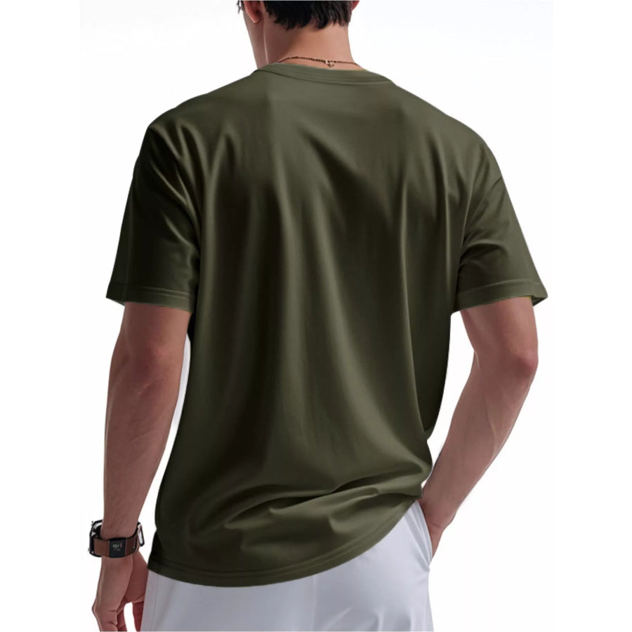 Men’s Full Size Casual Button Detail Short Sleeve T-Shirt Plus Size Apparel and Accessories