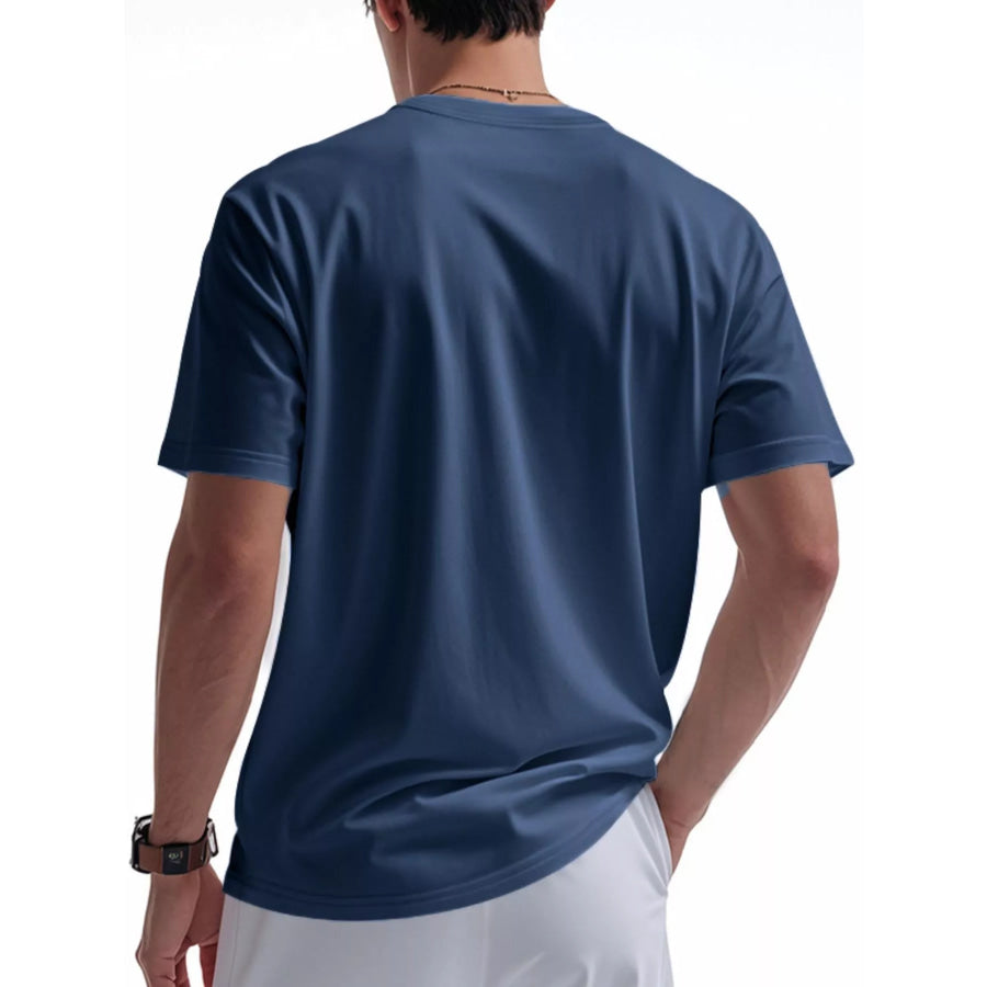 Men’s Full Size Casual Button Detail Short Sleeve T-Shirt Plus Size Apparel and Accessories