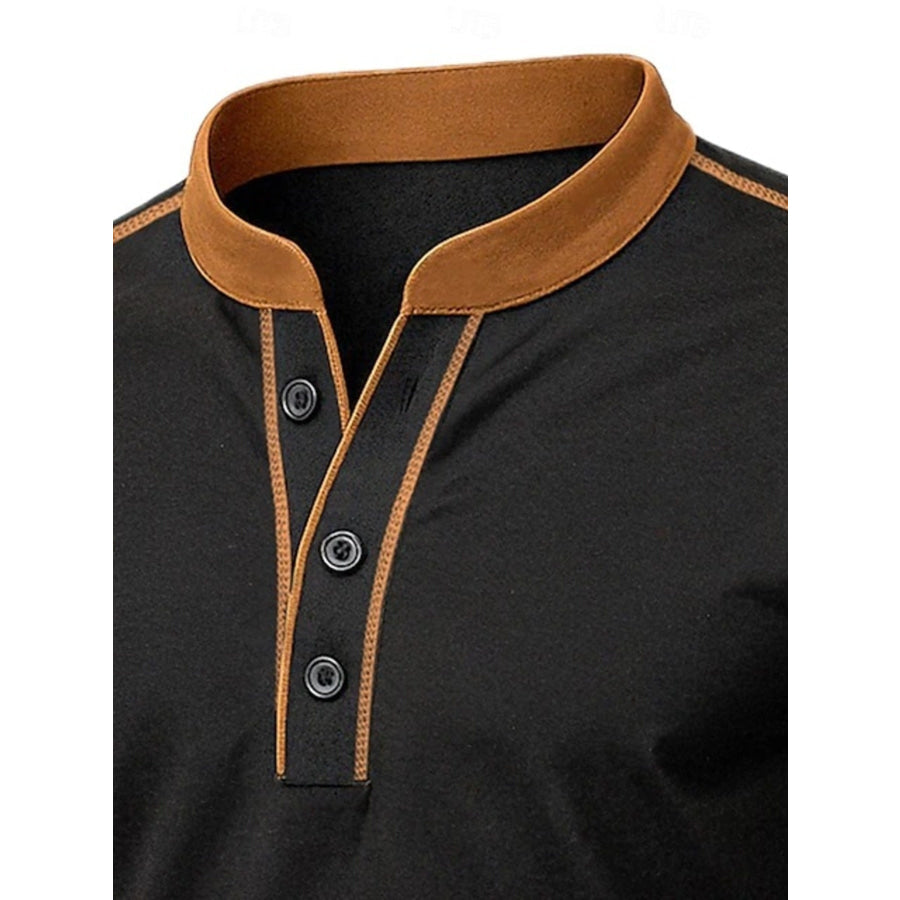 Men’s Full Size Casual Button Detail Short Sleeve T-Shirt Plus Size Apparel and Accessories