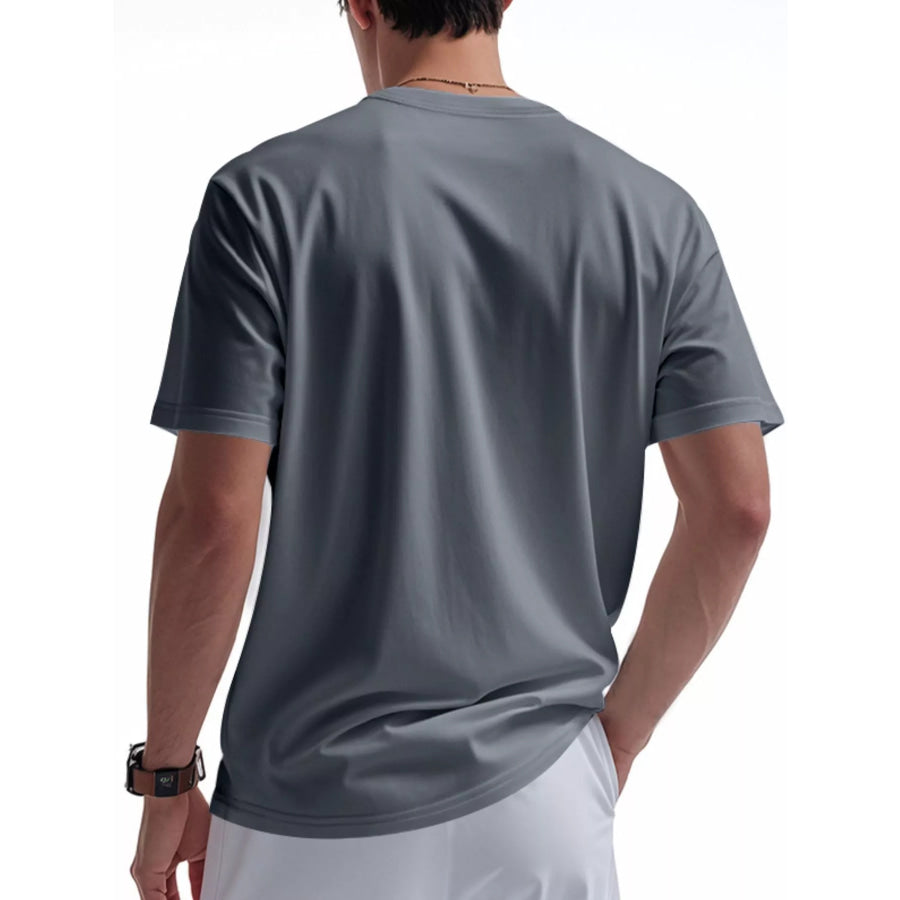 Men’s Full Size Casual Button Detail Short Sleeve T-Shirt Plus Size Apparel and Accessories