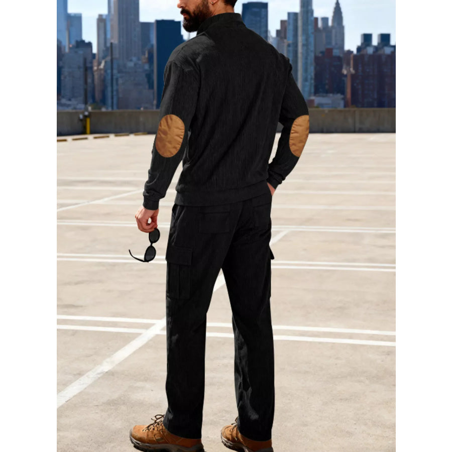 Men’s Full Size Casual Button Detail Top and Pants Set Plus Size Apparel and Accessories