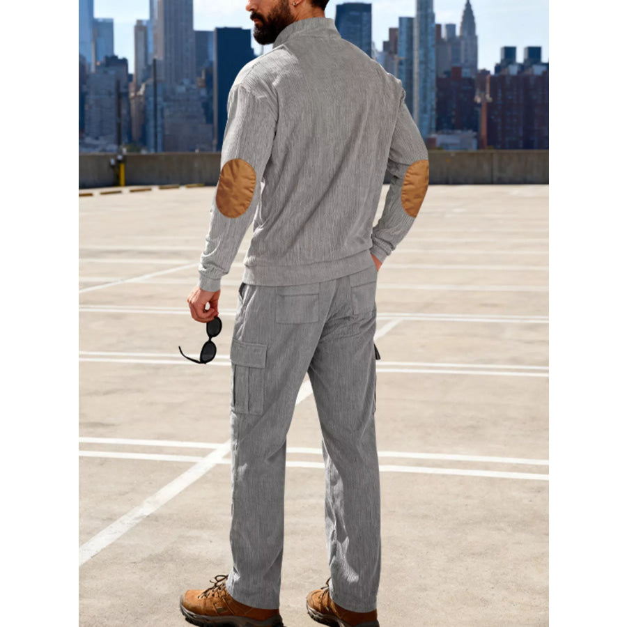 Men’s Full Size Casual Button Detail Top and Pants Set Plus Size Apparel and Accessories