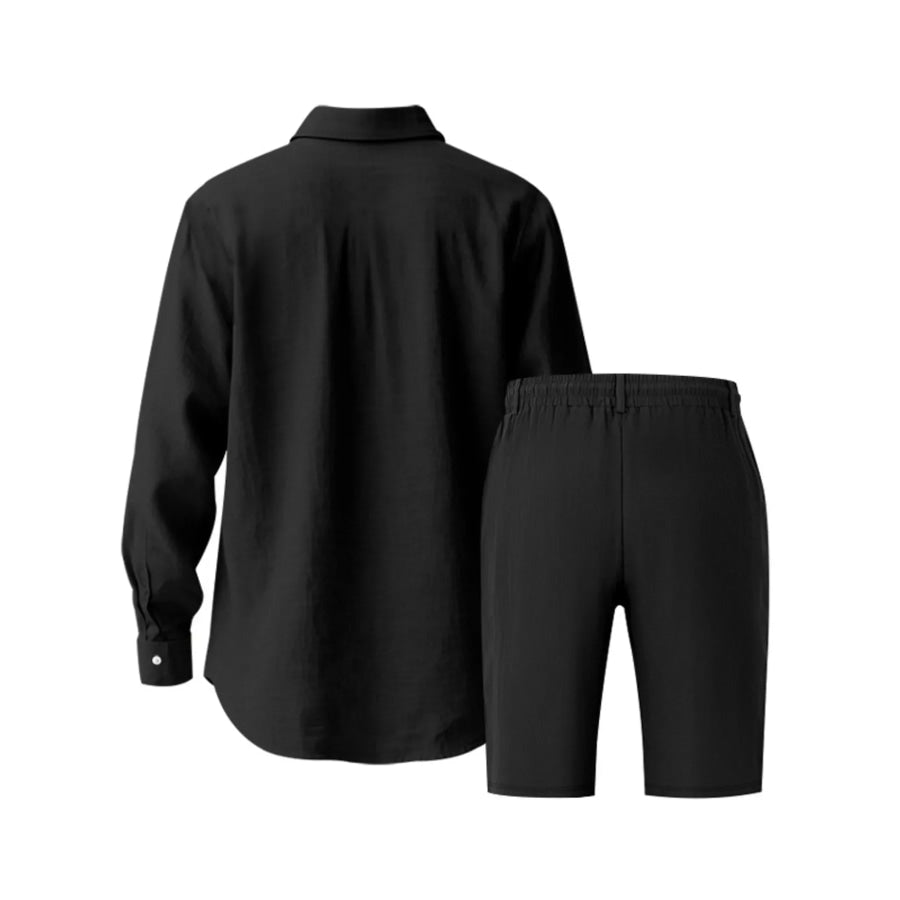 Men’s Full Size Casual Button-Down Shirt and Shorts Set Plus Apparel Accessories