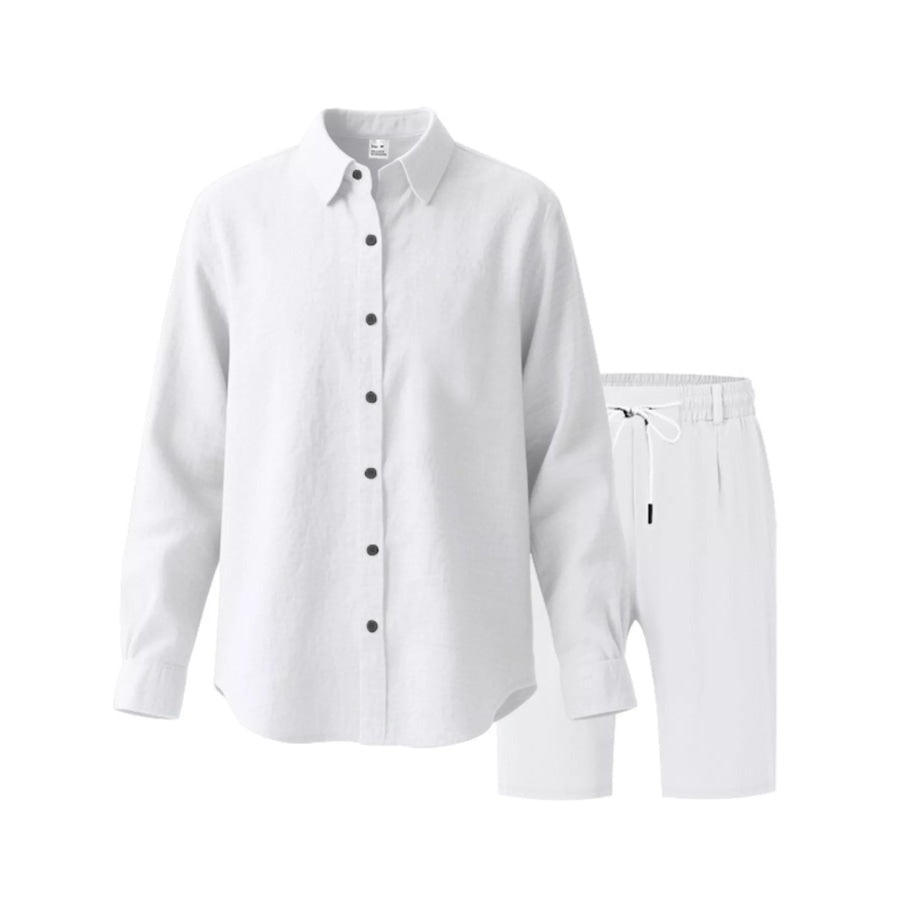 Men’s Full Size Casual Button-Down Shirt and Shorts Set Plus Apparel Accessories