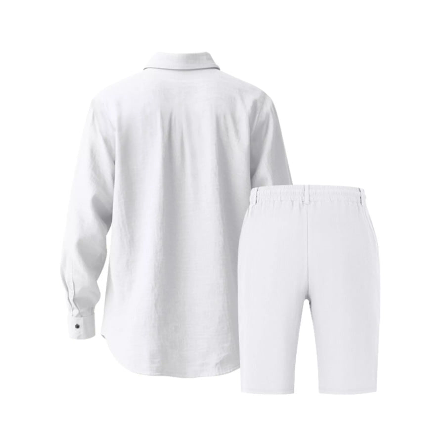 Men’s Full Size Casual Button-Down Shirt and Shorts Set Plus Apparel Accessories