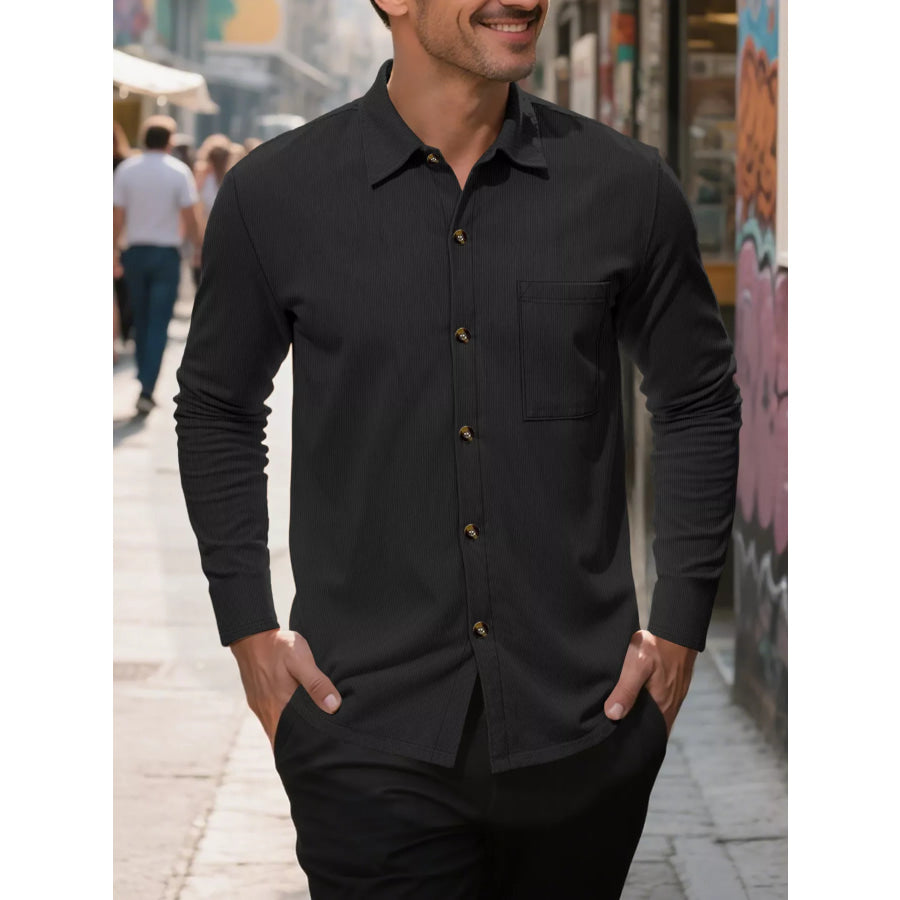 Men’s Full Size Casual Button Up Long Sleeve Shirt Plus Size Apparel and Accessories