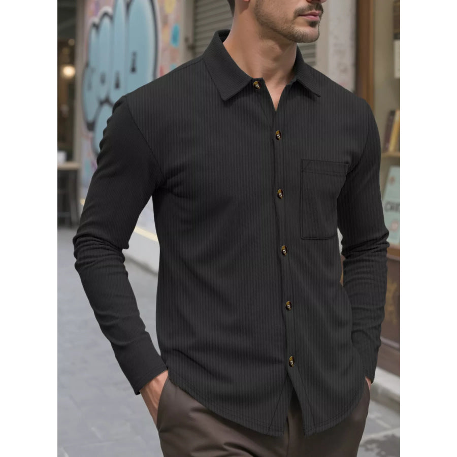 Men’s Full Size Casual Button Up Long Sleeve Shirt Plus Size Apparel and Accessories
