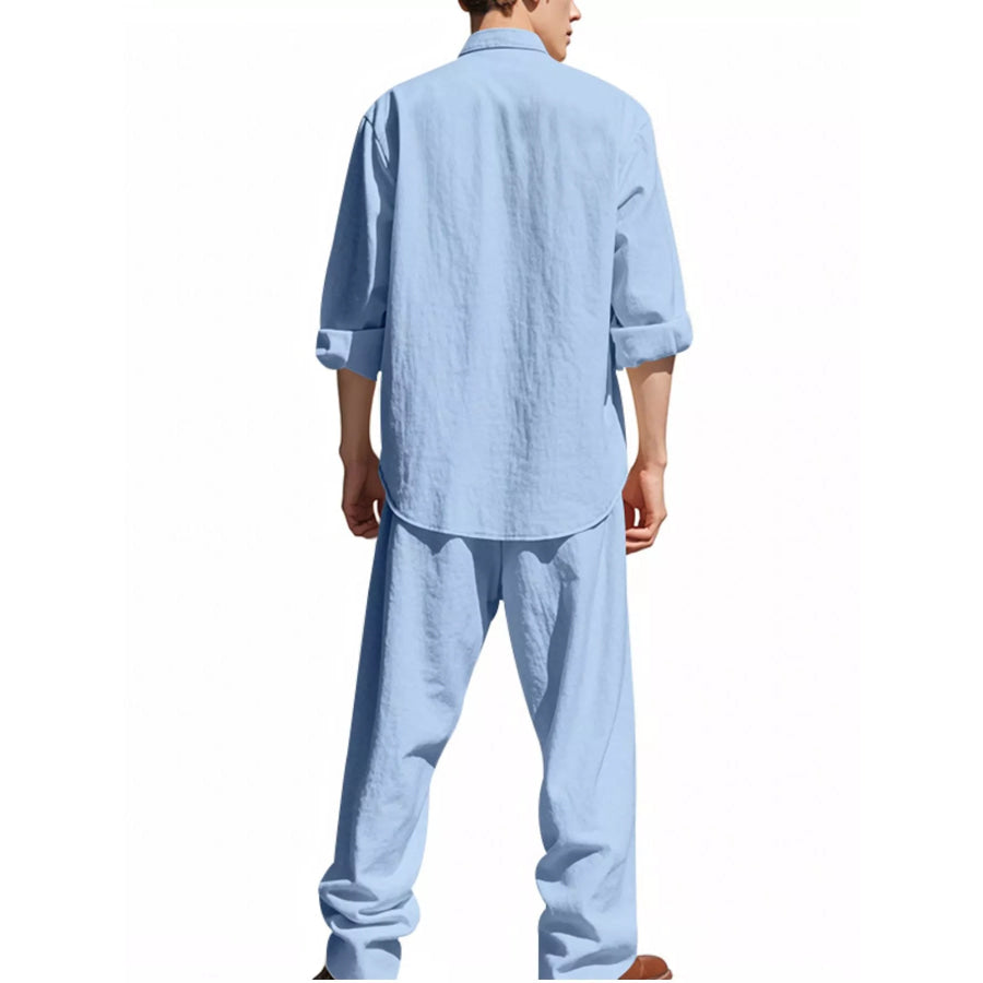 Men’s Full Size Casual Button Up Shirt and Pants Plus Size Apparel and Accessories