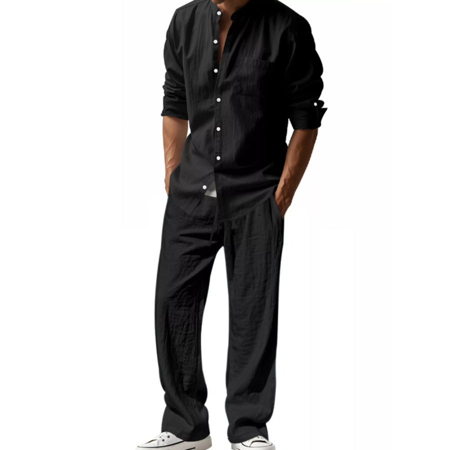 Men’s Full Size Casual Button Up Shirt and Pants Plus Size Apparel and Accessories