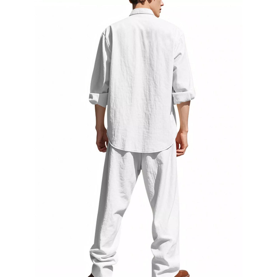 Men’s Full Size Casual Button Up Shirt and Pants Plus Size Apparel and Accessories