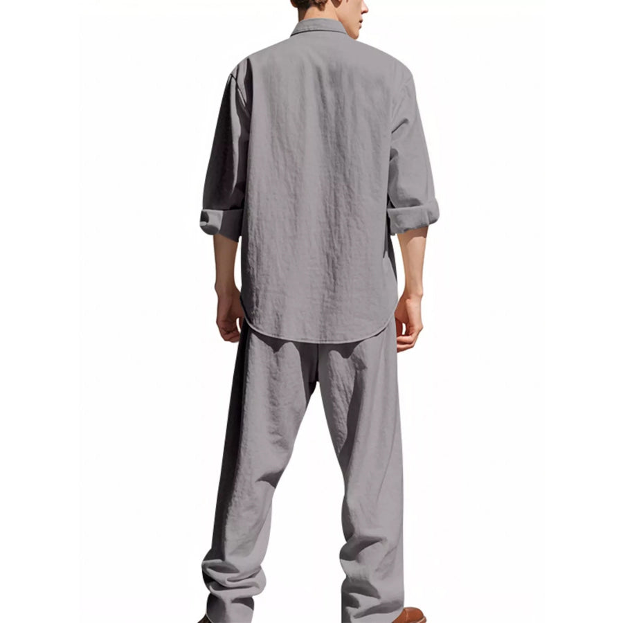 Men’s Full Size Casual Button Up Shirt and Pants Plus Size Apparel and Accessories