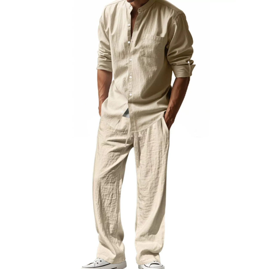 Men’s Full Size Casual Button Up Shirt and Pants Plus Size Apparel and Accessories