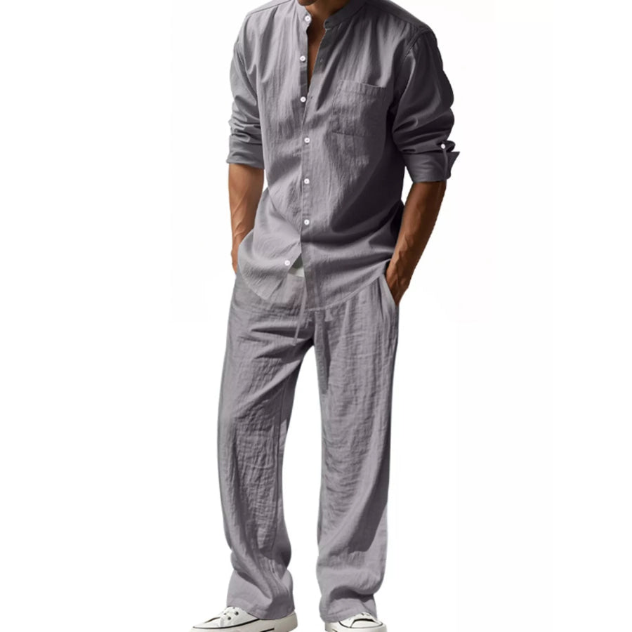 Men’s Full Size Casual Button Up Shirt and Pants Plus Size Apparel and Accessories
