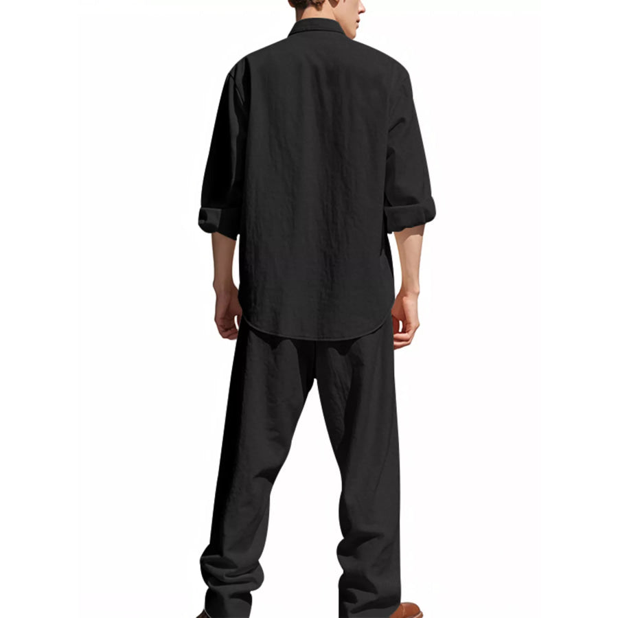 Men’s Full Size Casual Button Up Shirt and Pants Plus Size Apparel and Accessories