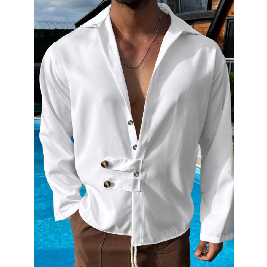 Men’s Full Size Casual Button-Up Shirt Plus Size Apparel and Accessories