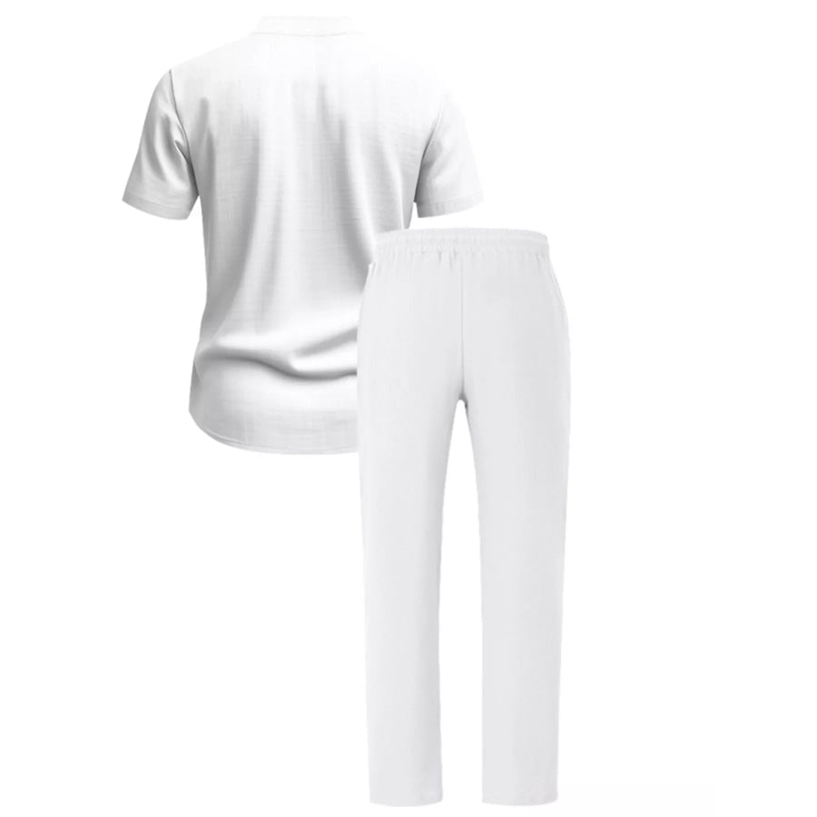 Men’s Full Size Casual Button Up Short Sleeve Shirt and Pants Set Plus Size Apparel and Accessories