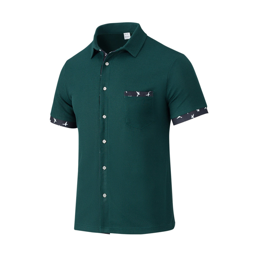 Men’s Full Size Casual Button Up Short Sleeve Shirt Plus Size Apparel and Accessories