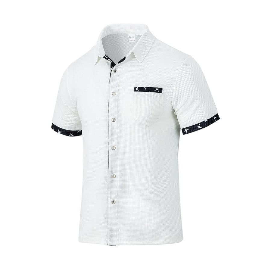 Men’s Full Size Casual Button Up Short Sleeve Shirt Plus Size White / S Apparel and Accessories