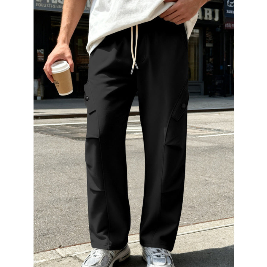 Men’s Full Size Casual Cargo Pants with Drawstring Waist Plus Size Apparel and Accessories