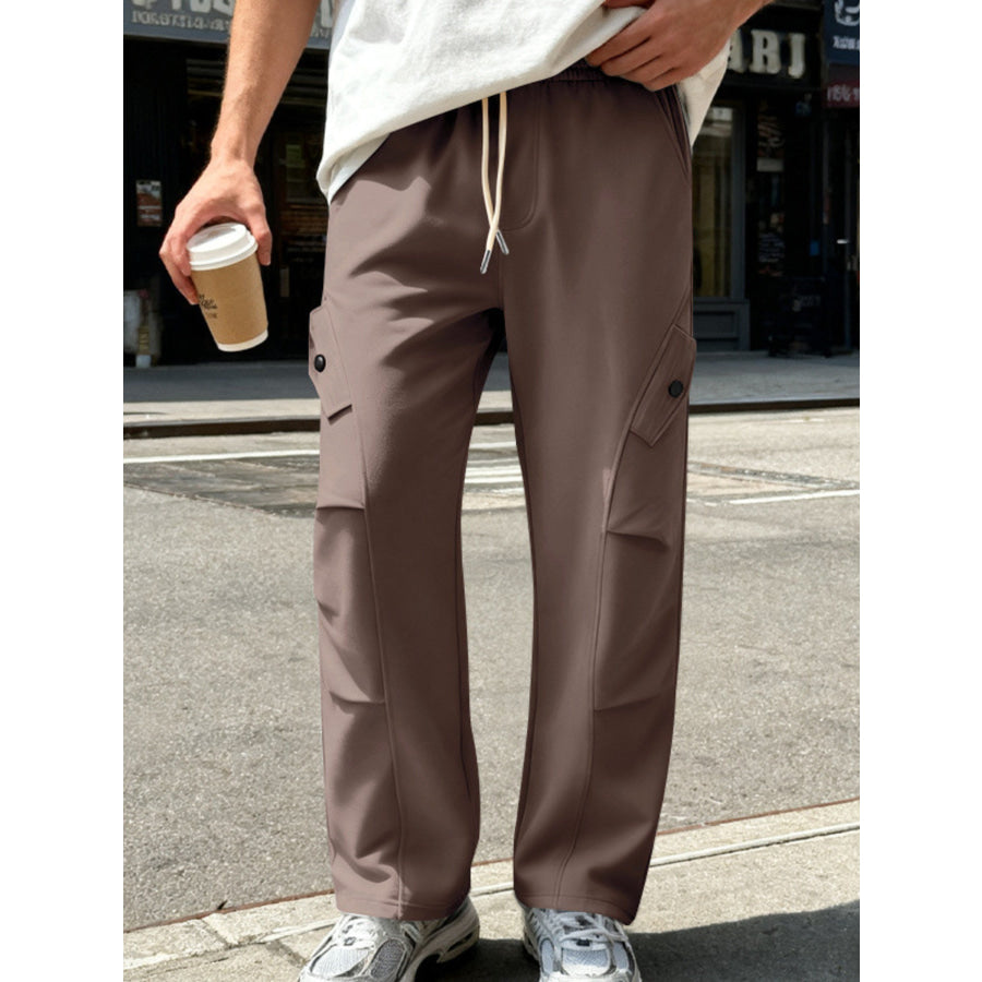 Men’s Full Size Casual Cargo Pants with Drawstring Waist Plus Size Apparel and Accessories