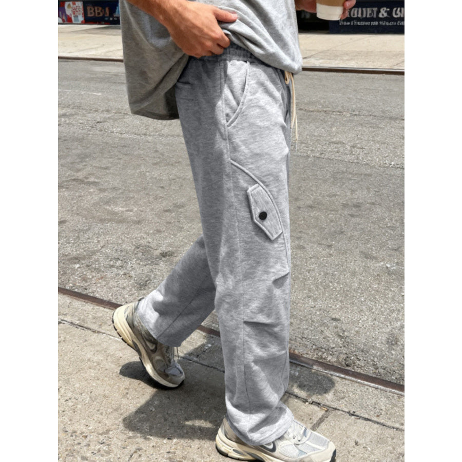 Men’s Full Size Casual Cargo Pants with Drawstring Waist Plus Size Apparel and Accessories