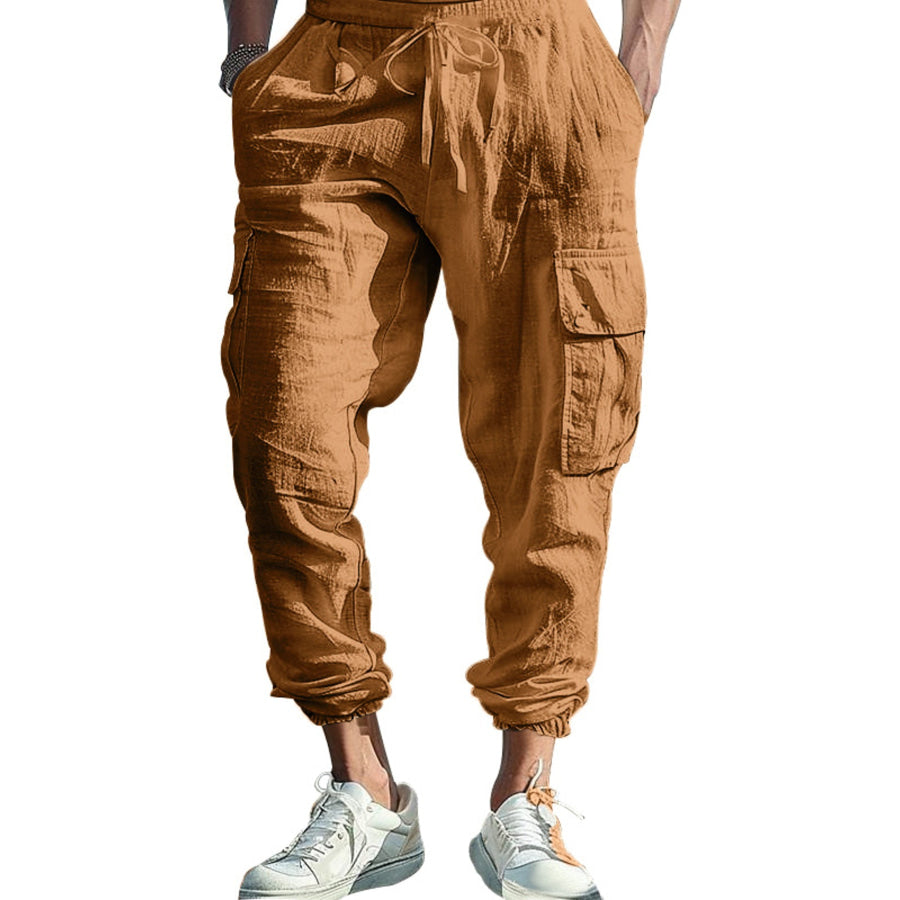 Men’s Full Size Casual Cargo Pants with Drawstring Waist Plus Size Sherbet / S Apparel and Accessories