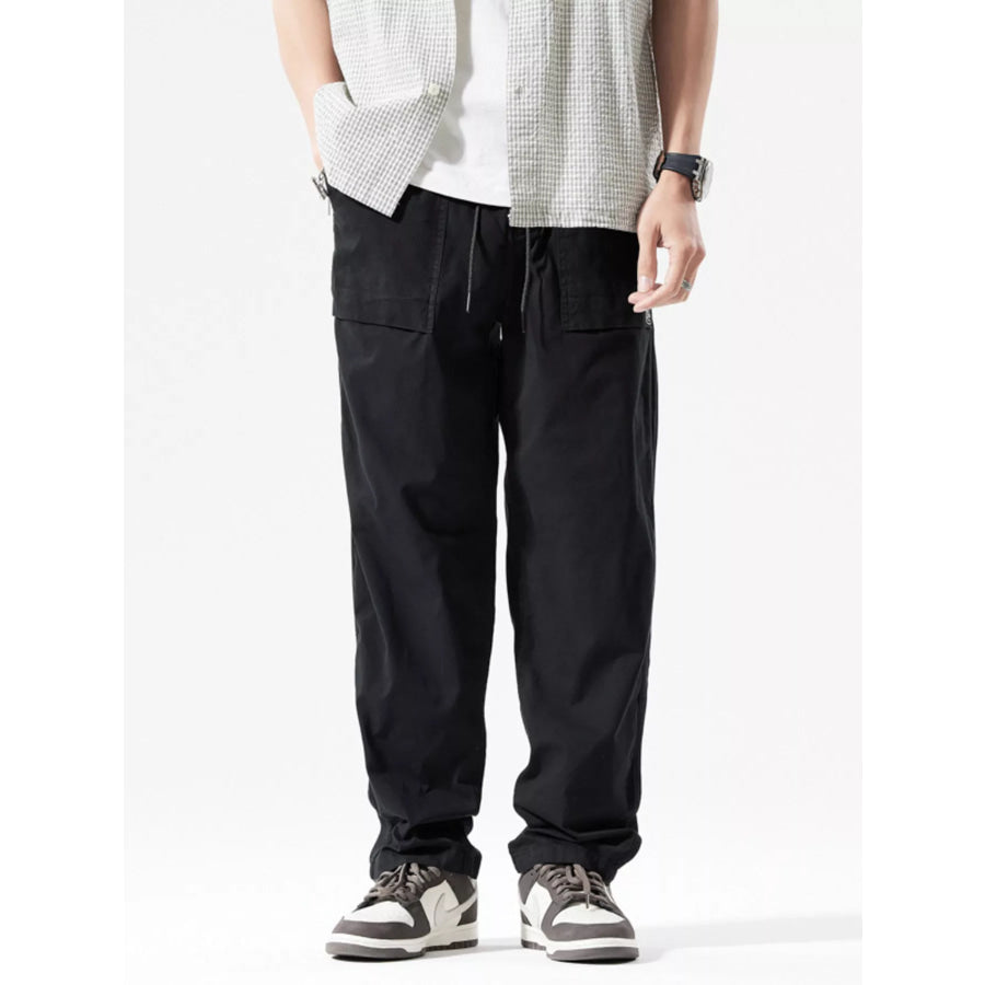 Men’s Full Size Casual Cargo Pants with Multiple Pockets Plus Size Black / S Apparel and Accessories