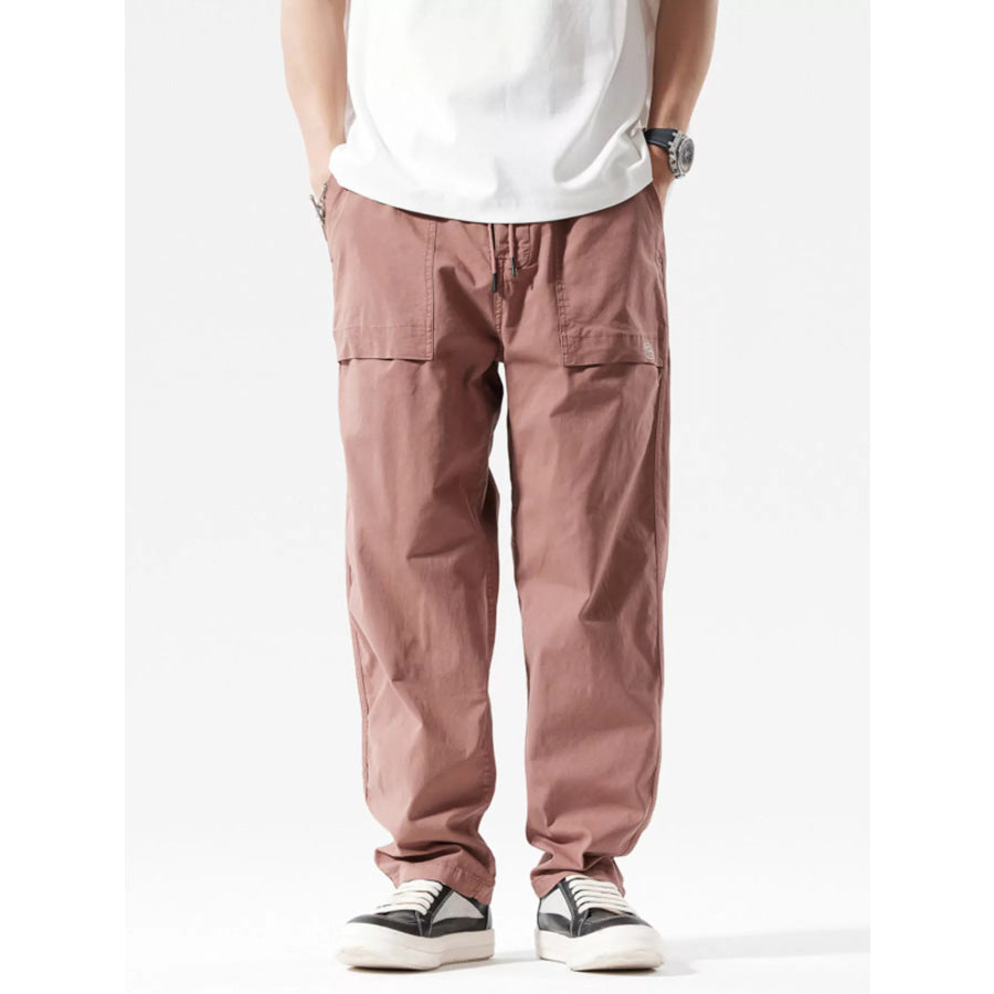 Men’s Full Size Casual Cargo Pants with Multiple Pockets Plus Size Dusty Pink / S Apparel and Accessories