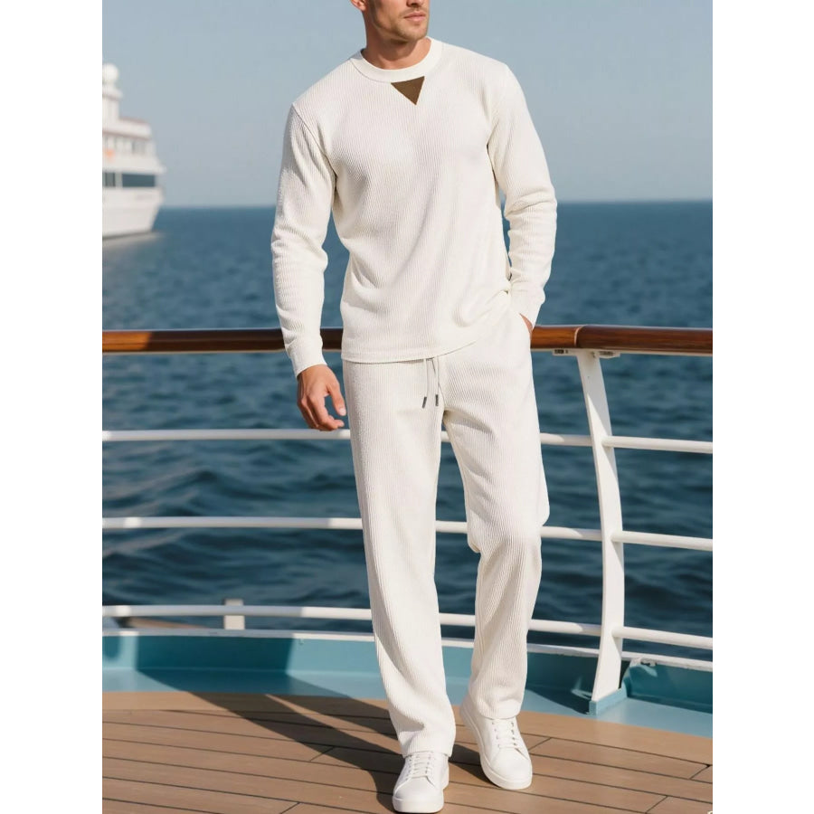 Men’s Full Size Casual Crewneck Long Sleeve Sweatshirt and Jogger Set Plus Apparel Accessories