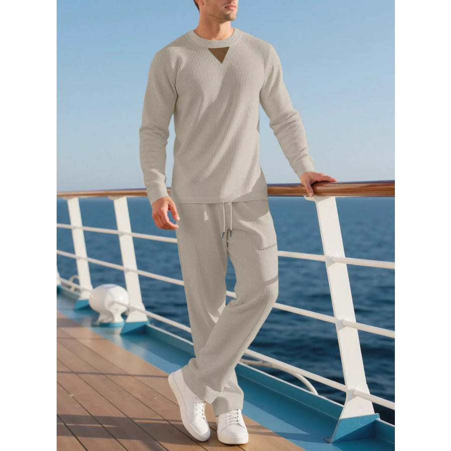 Men’s Full Size Casual Crewneck Long Sleeve Sweatshirt and Jogger Set Plus Apparel Accessories