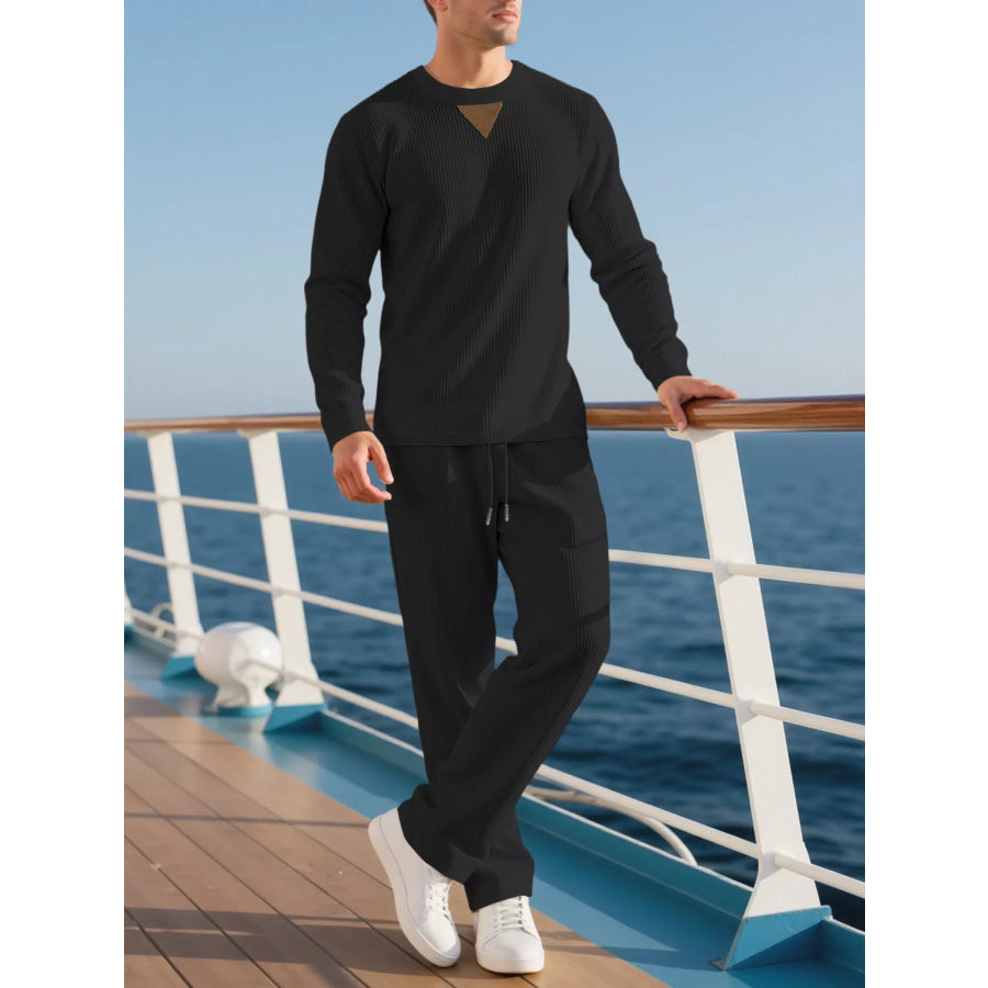 Men’s Full Size Casual Crewneck Long Sleeve Sweatshirt and Jogger Set Plus Apparel Accessories