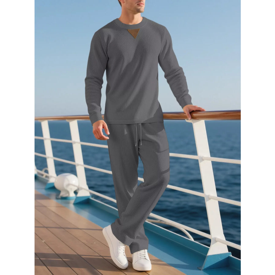 Men’s Full Size Casual Crewneck Long Sleeve Sweatshirt and Jogger Set Plus Apparel Accessories
