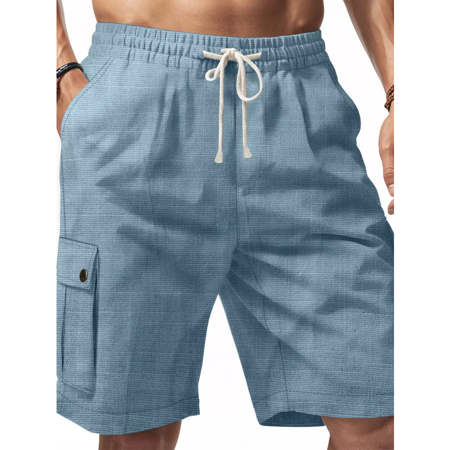 Men’s Full Size Casual Drawstring Cargo Shorts Plus Size Light Blue / S Apparel and Accessories