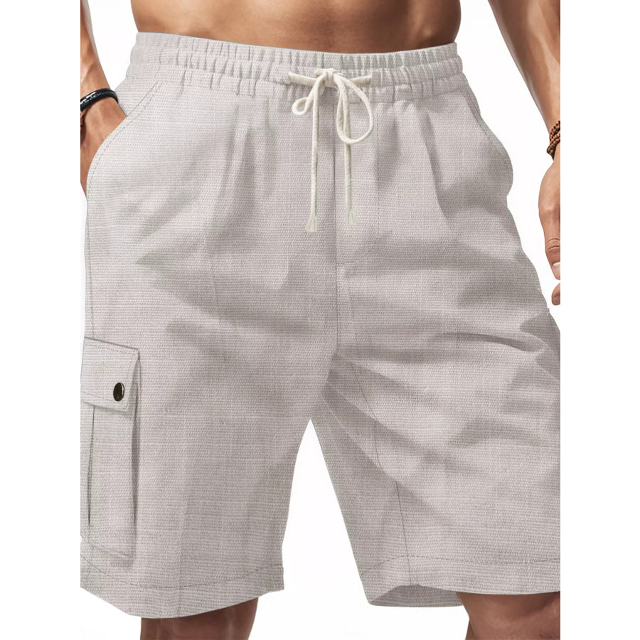 Men’s Full Size Casual Drawstring Cargo Shorts Plus Size Light Gray / S Apparel and Accessories