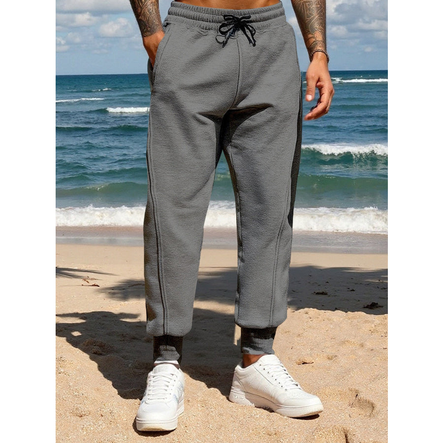 Men’s Full Size Casual Drawstring Joggers Plus Size Dark Gray / S Apparel and Accessories