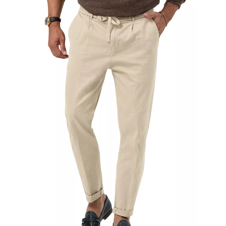 Men’s Full Size Casual Drawstring Pants Plus Size Apricot / S Apparel and Accessories