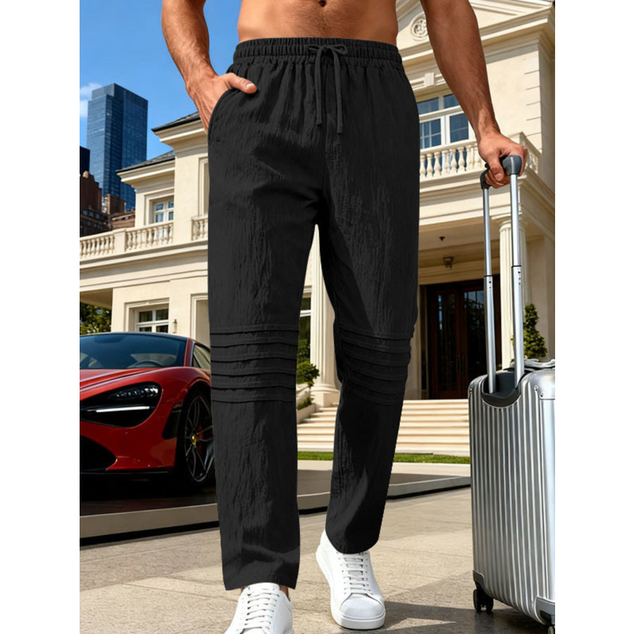 Men’s Full Size Casual Drawstring Pants Plus Size Black / S Apparel and Accessories