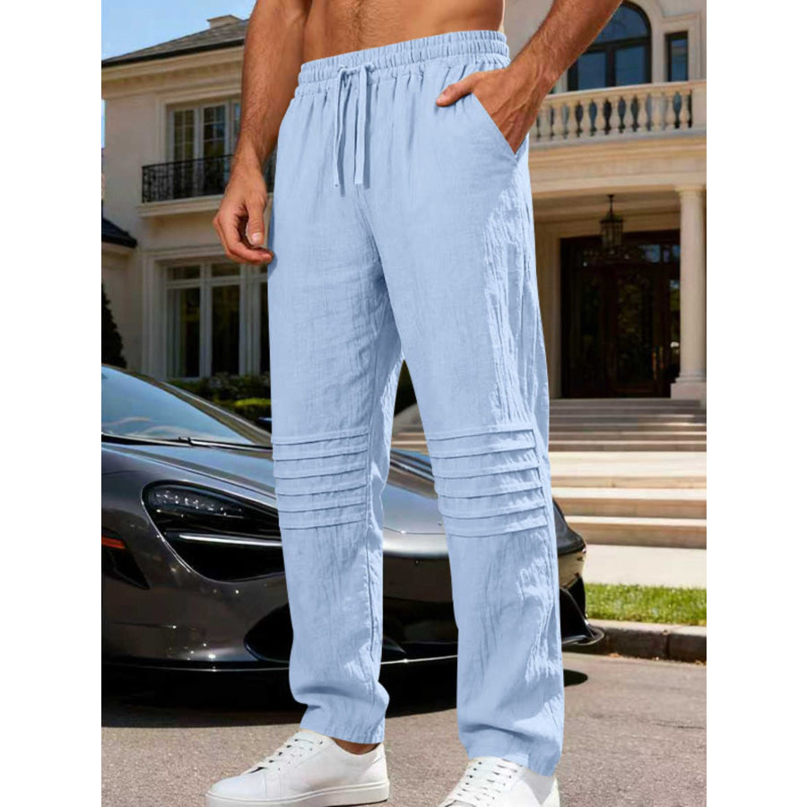 Men’s Full Size Casual Drawstring Pants Plus Size Light Blue / S Apparel and Accessories