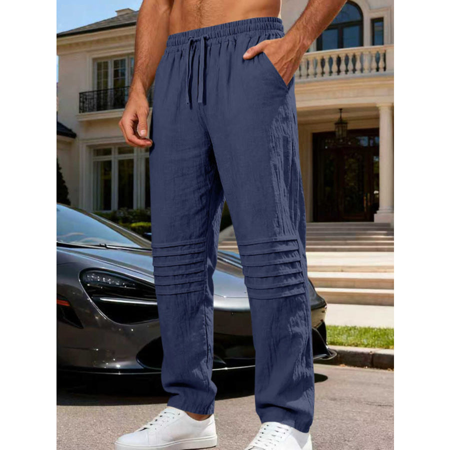 Men’s Full Size Casual Drawstring Pants Plus Size Navy Blue / S Apparel and Accessories