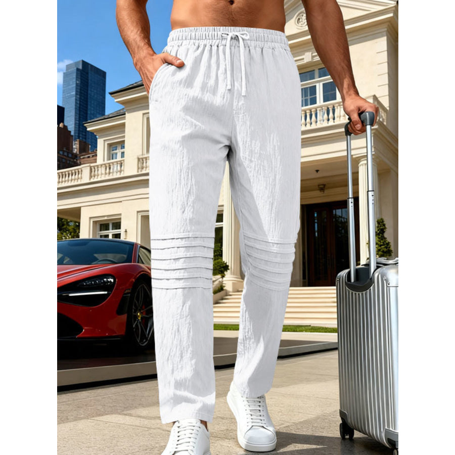 Men’s Full Size Casual Drawstring Pants Plus Size White / S Apparel and Accessories