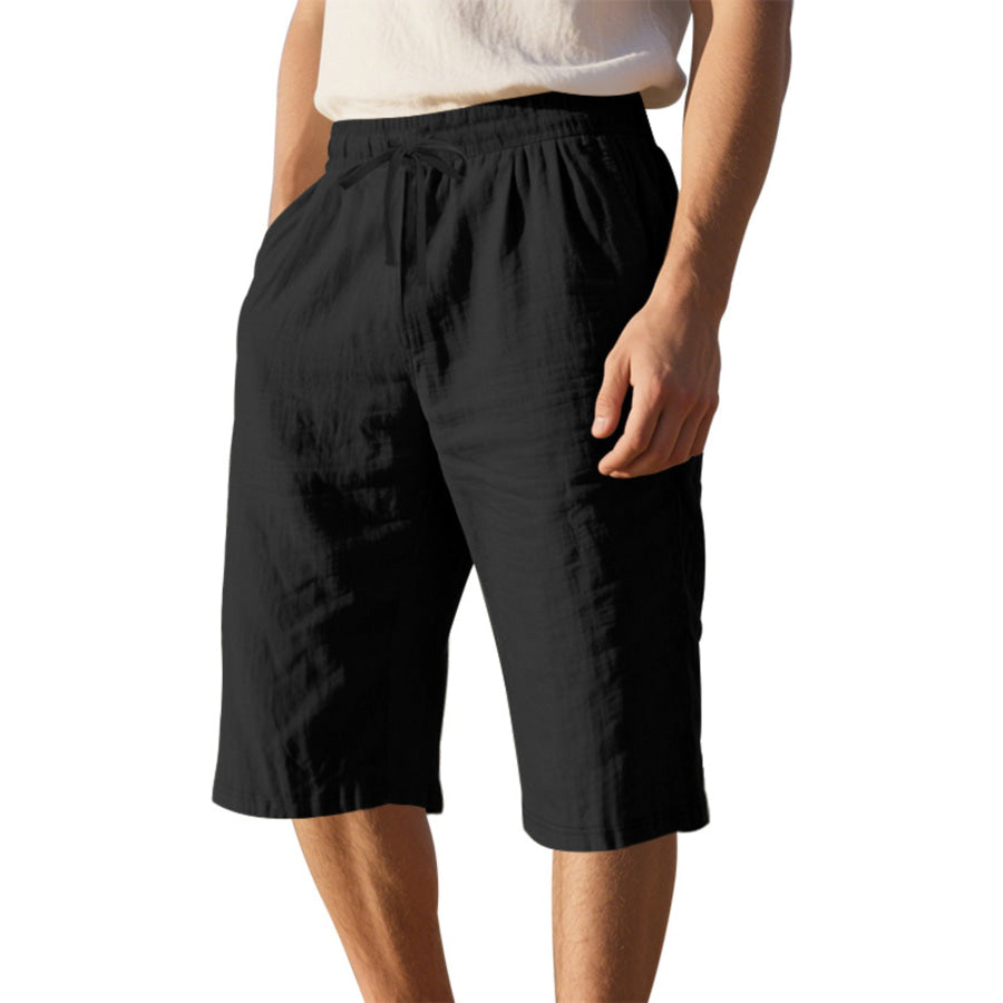 Men’s Full Size Casual Drawstring Shorts Plus Size Black / S Apparel and Accessories