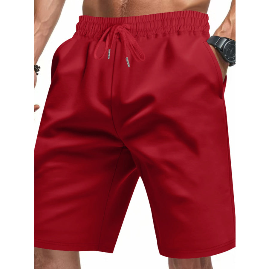 Men’s Full Size Casual Drawstring Shorts Plus Size Bright Red / S Apparel and Accessories