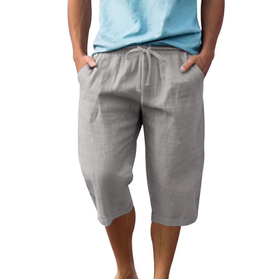 Men’s Full Size Casual Drawstring Shorts Plus Size Gray / S Apparel and Accessories