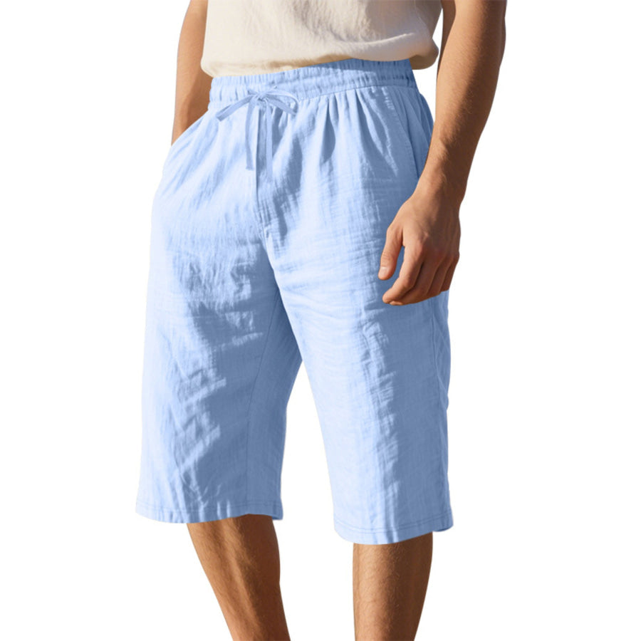 Men’s Full Size Casual Drawstring Shorts Plus Size Light Blue / S Apparel and Accessories
