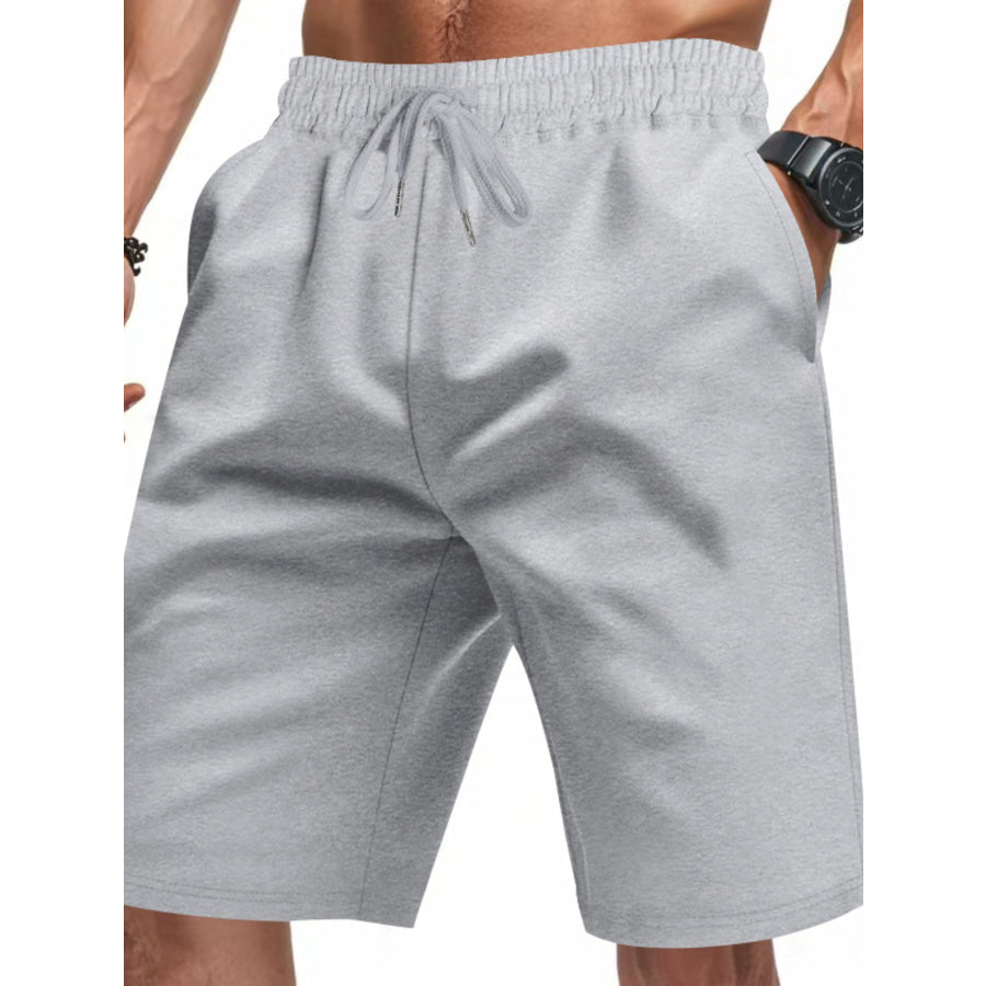 Men’s Full Size Casual Drawstring Shorts Plus Size Light Gray / S Apparel and Accessories