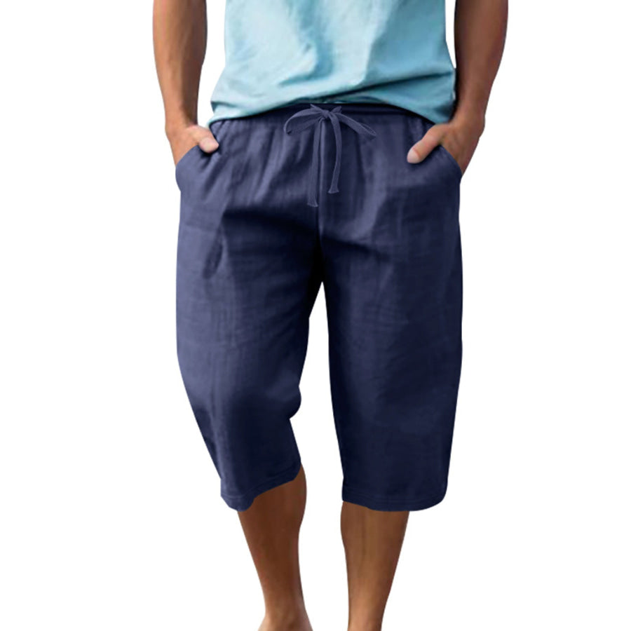 Men’s Full Size Casual Drawstring Shorts Plus Size Navy Blue / S Apparel and Accessories