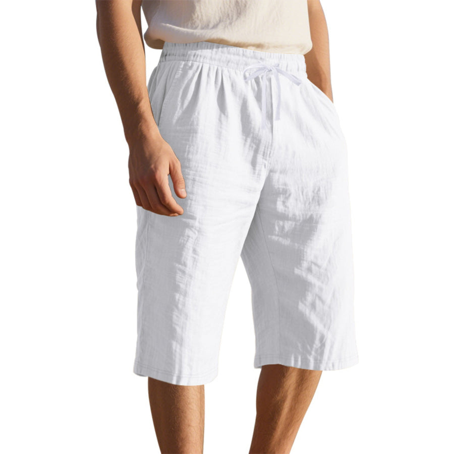 Men’s Full Size Casual Drawstring Shorts Plus Size White / S Apparel and Accessories