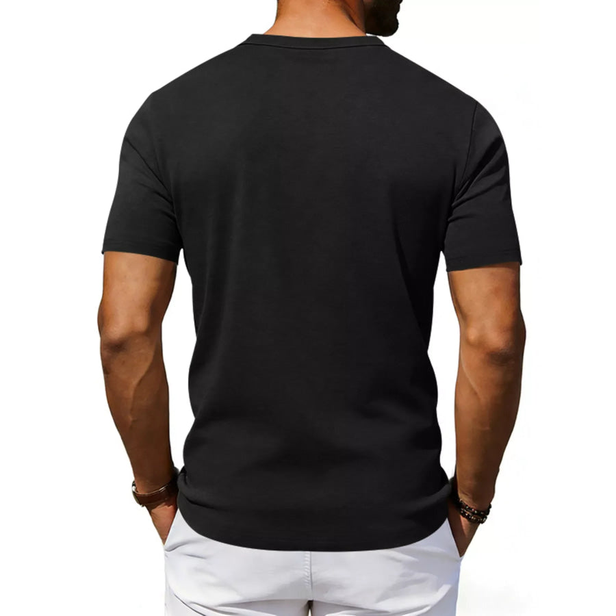 Men’s Full Size Casual Henley T-Shirt with Pocket Plus Apparel and Accessories