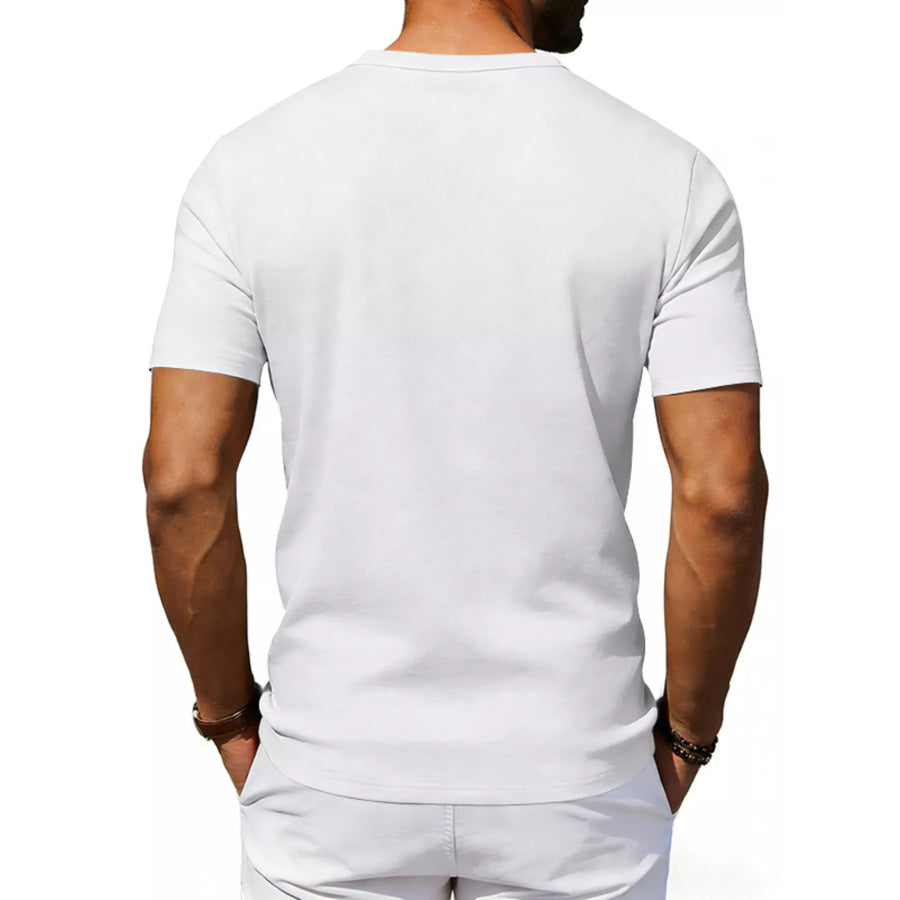 Men’s Full Size Casual Henley T-Shirt with Pocket Plus Apparel and Accessories