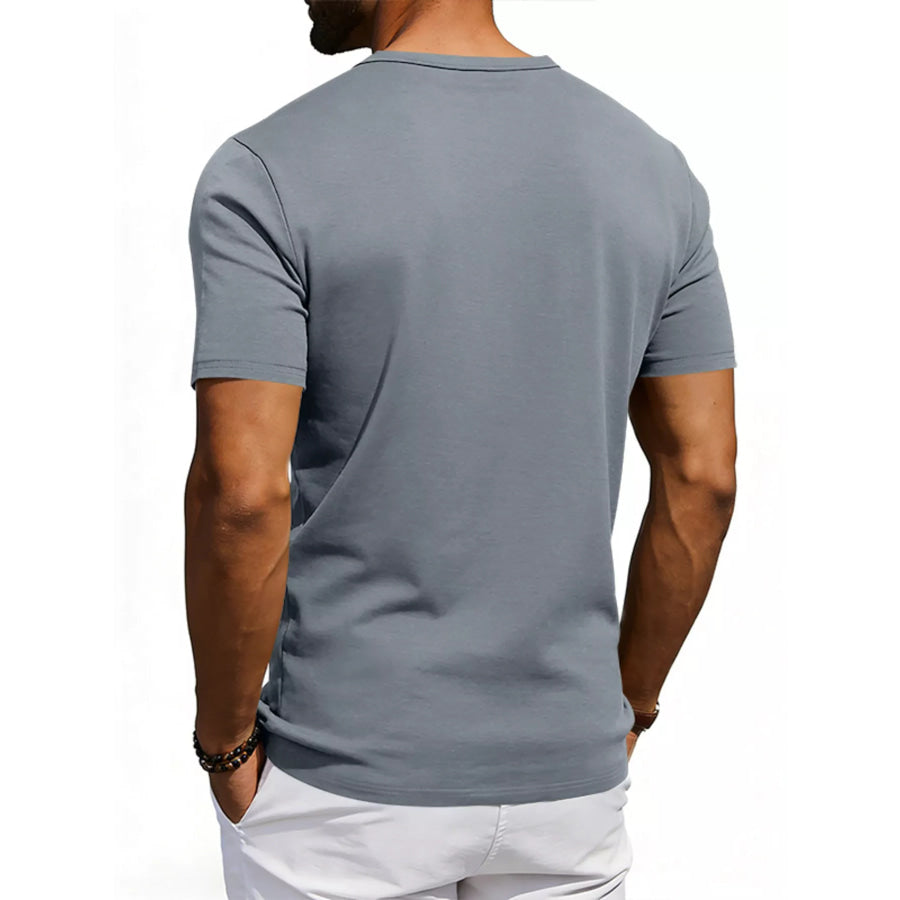 Men’s Full Size Casual Henley T-Shirt with Pocket Plus Apparel and Accessories